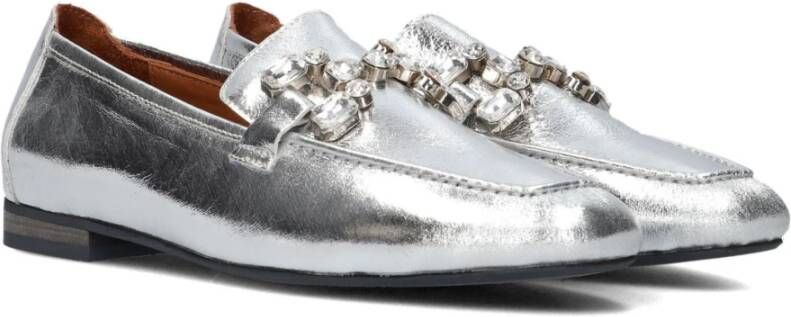 Notre-v Zilver Metallic Loafers met Diamant Detail Gray Dames