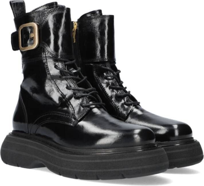 Notre-v Zwarte Hoge Veterboots An133 Black Dames