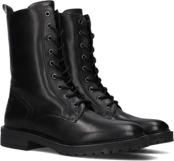 Notre-v Zwarte Leren Veterschoenen Black Dames