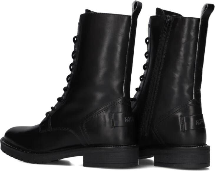 Notre-v Zwarte Leren Veterschoenen Black Dames