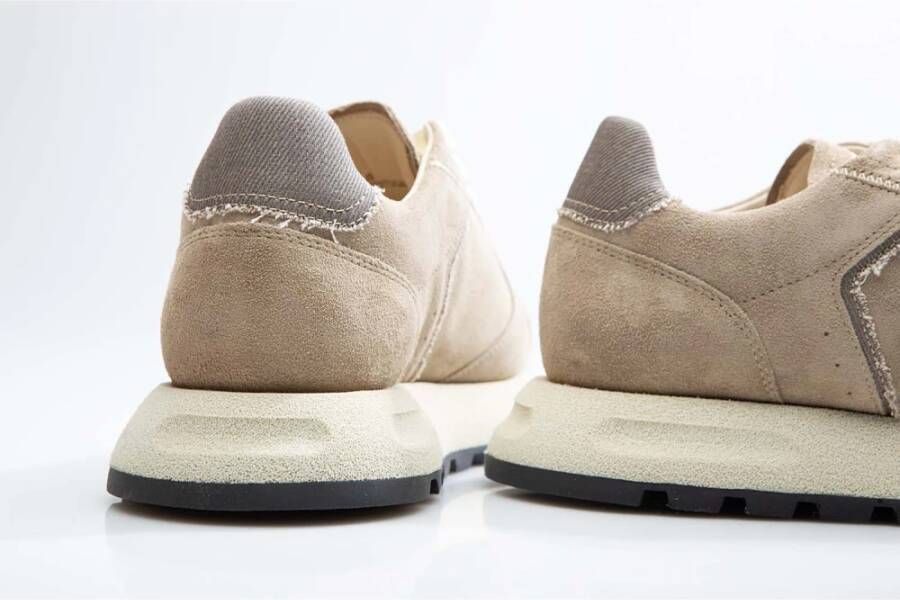 Nubikk Beige Bont Sneakers met Bruine Accenten Beige Dames