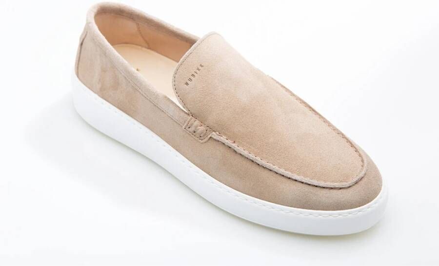 Nubikk Beige Suède Loafers met Witte Zool Beige Heren