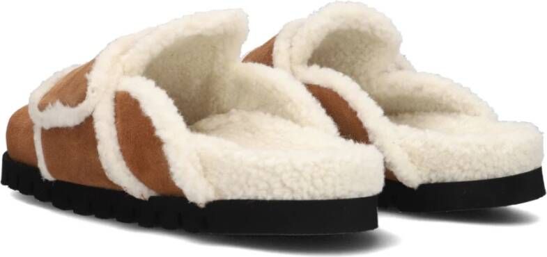 Nubikk Cognac Teddy Fur Slides Brown Dames