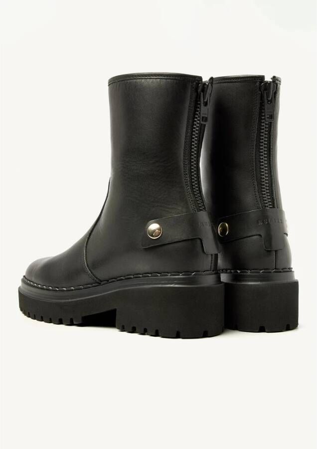 Nubikk Stijlvolle Chelsea boots met bontdetail Black Dames