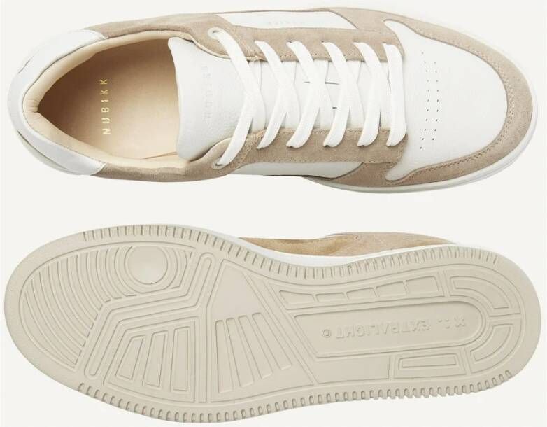 Nubikk Witte Leren Court Sneakers Beige Heren