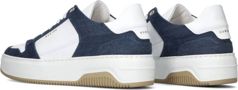 Nubikk Witte Leren Lage Sneakers met Blauwe Details Blue Dames