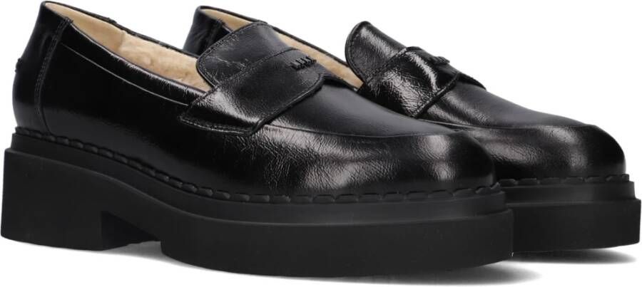 Nubikk Zwarte Bont Loafer Dames Instapper Black Dames