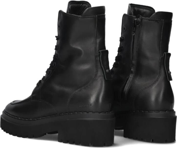 Nubikk Zwarte Leren Veterschoenen Black Dames