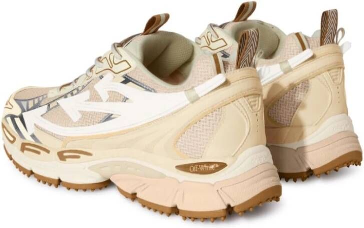 Off White Beige Mesh Sneakers met Iconisch Logo Beige Dames