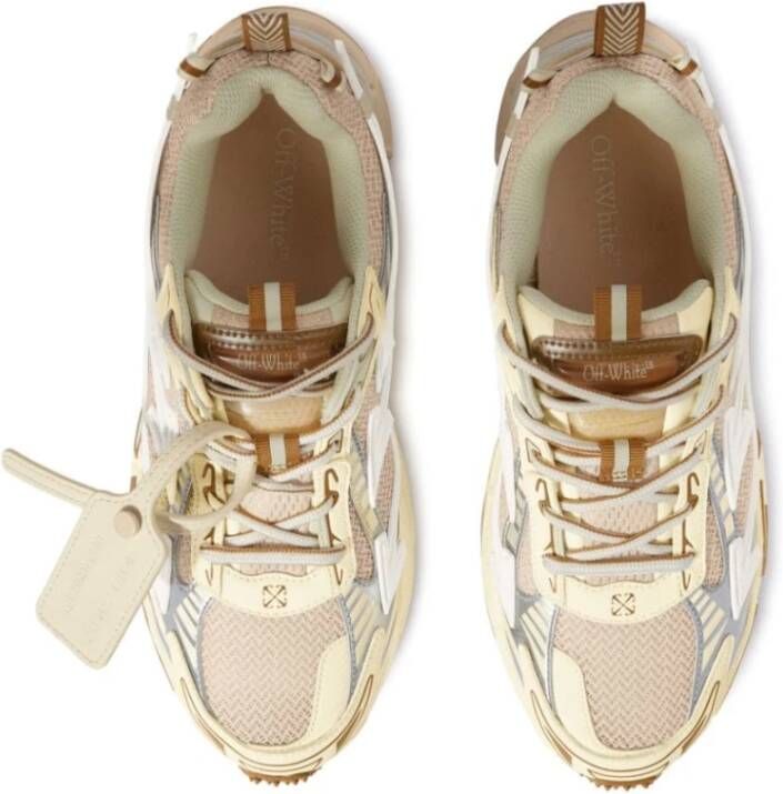 Off White Beige Mesh Sneakers met Iconisch Logo Beige Dames