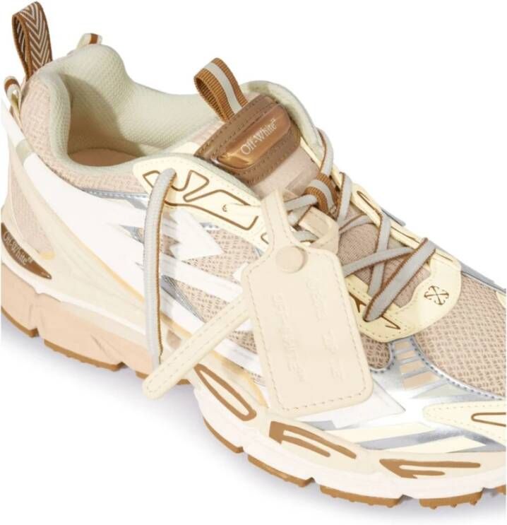 Off White Beige Mesh Sneakers met Iconisch Logo Beige Dames