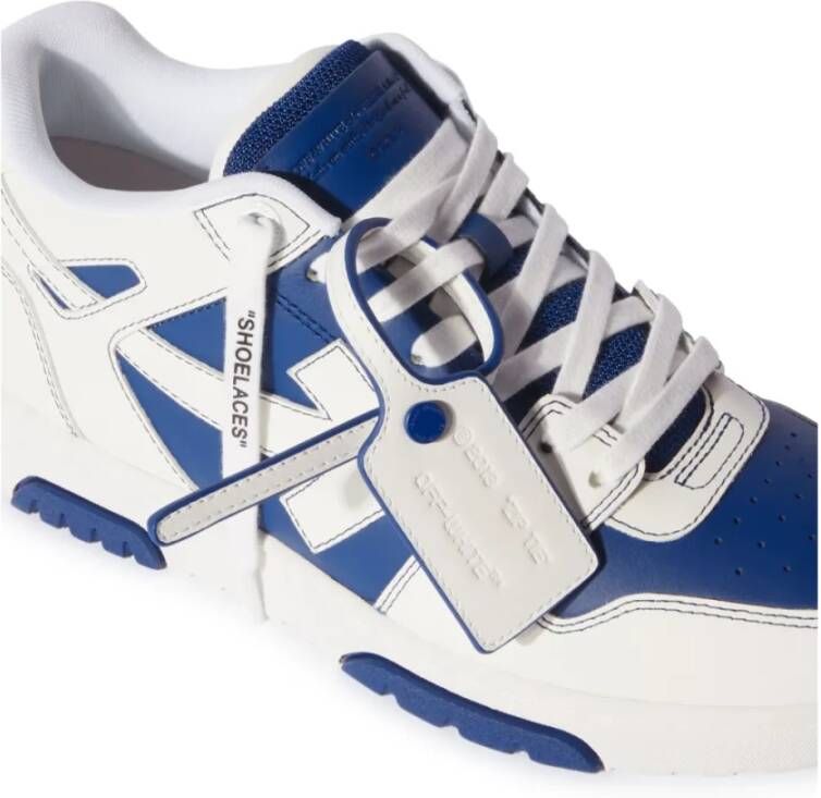 Off White Blauw en wit leren sneakers met pijl motief White Heren