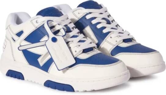 Off White Blauw en wit leren sneakers met pijl motief White Heren