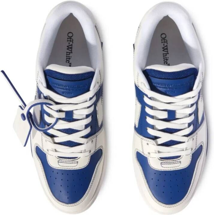 Off White Blauw en wit leren sneakers met pijl motief White Heren