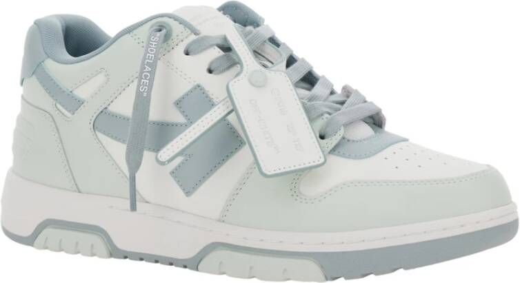 Off White Blauwe Leren Sneakers Out of Office Blue Heren