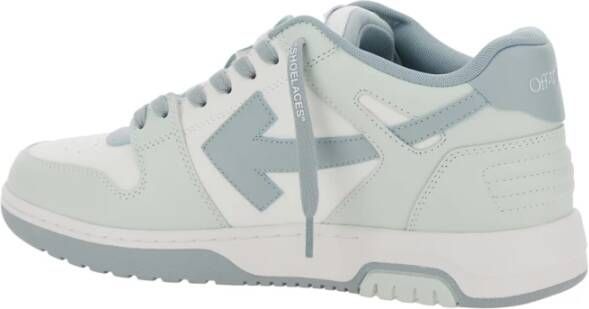 Off White Blauwe Leren Sneakers Out of Office Blue Heren