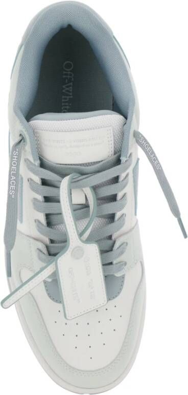 Off White Blauwe Leren Sneakers Out of Office Blue Heren