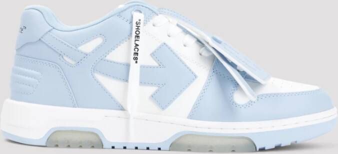 Off White Blauwe Leren Sneakers Trendy Stijl Blue Heren