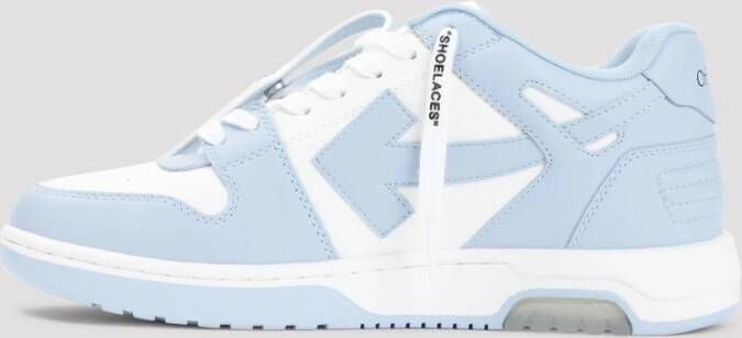 Off White Blauwe Leren Sneakers Trendy Stijl Blue Heren