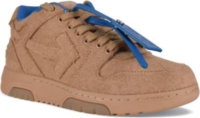 Off White Camel Lage Sneakers met Suède Details Brown Heren