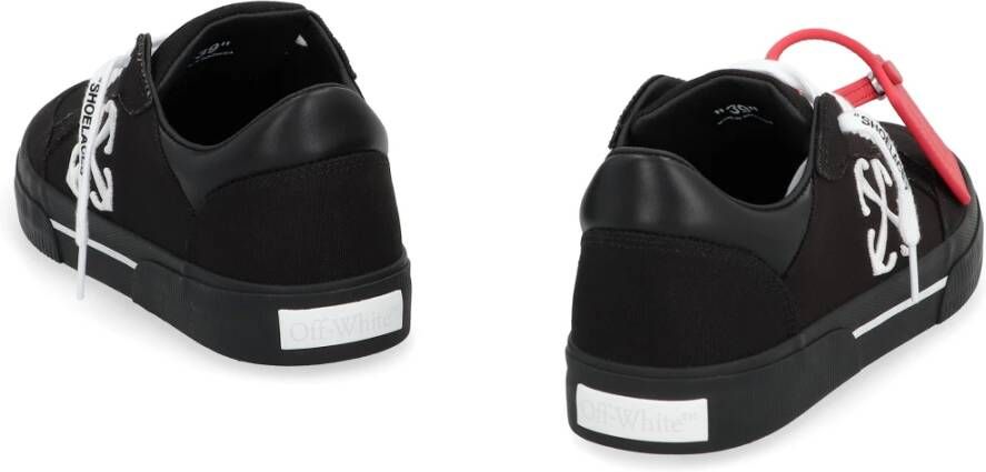 Off White Canvas lage sneakers met leren inzetstuk Black Dames