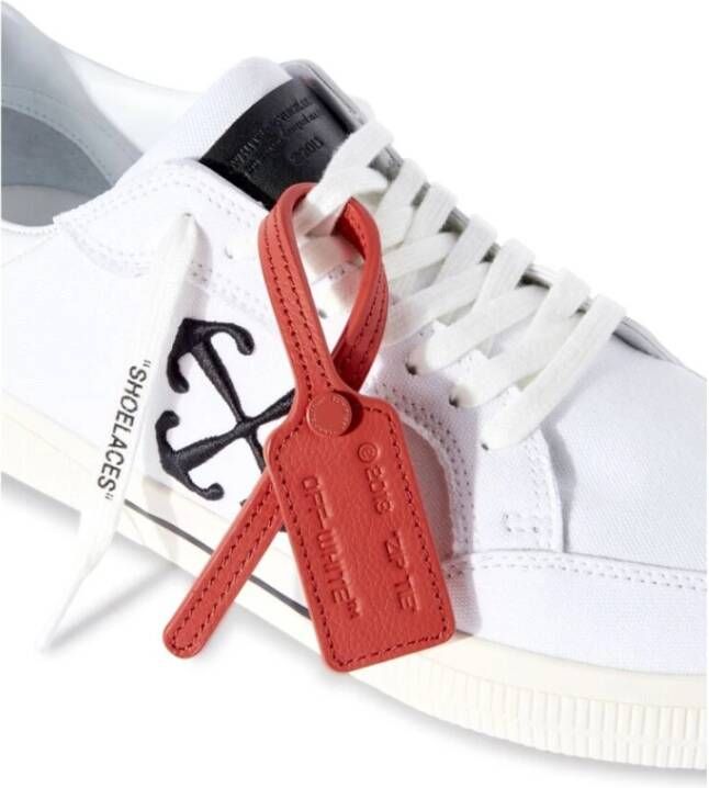 Off White Canvas Sneaker met Geborduurd Logo White Heren