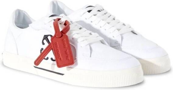 Off White Canvas Sneaker met Geborduurd Logo White Heren