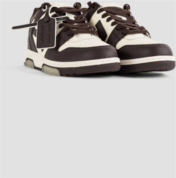 Off White Chocoladebruine sneakers met beige accenten Brown Heren