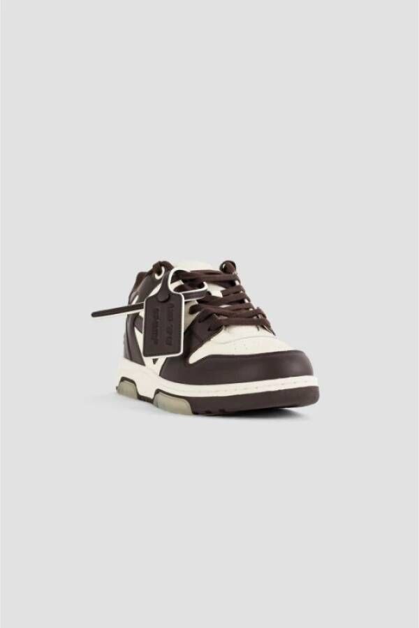 Off White Chocoladebruine sneakers met beige accenten Brown Heren