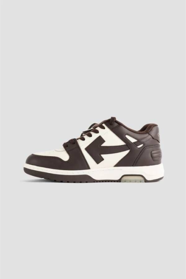 Off White Chocoladebruine sneakers met beige accenten Brown Heren