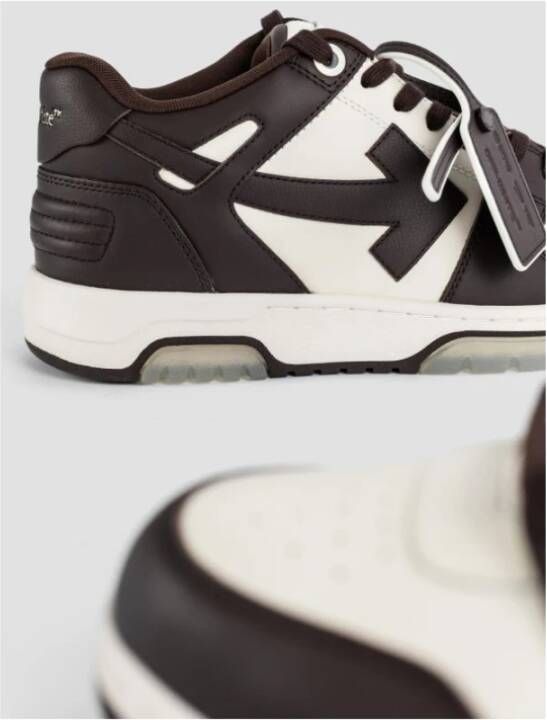 Off White Chocoladebruine sneakers met beige accenten Brown Heren