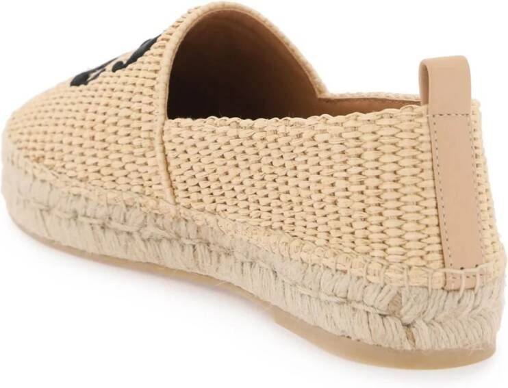 Off White Geborduurde Arrow Raffia Espadrilles Beige Dames