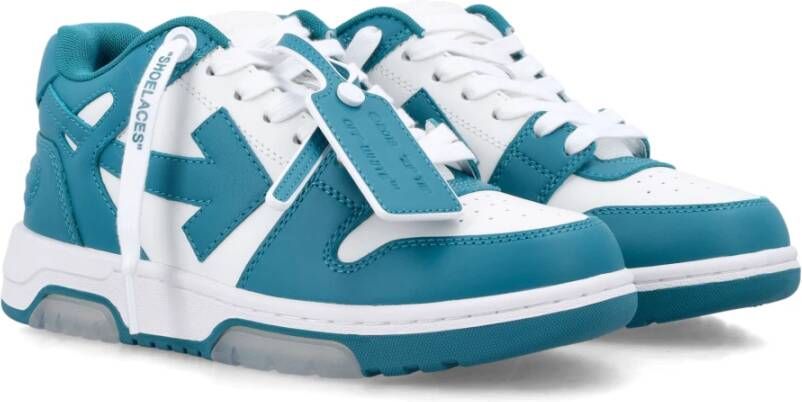 Off White Geperforeerde Leren Sneakers Blue Dames