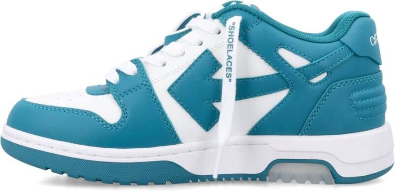 Off White Geperforeerde Leren Sneakers Blue Dames