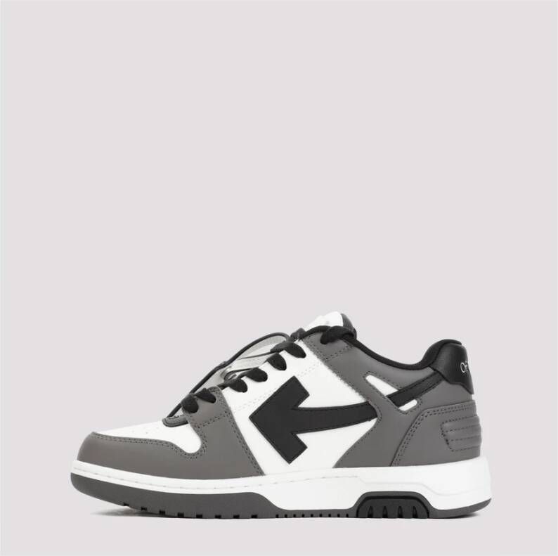 Off White Grijze Leren Sneakers Stijlvol Ontwerp Multicolor Heren