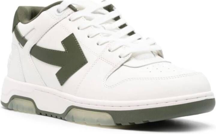 Off White Groene leren sneakers White Heren