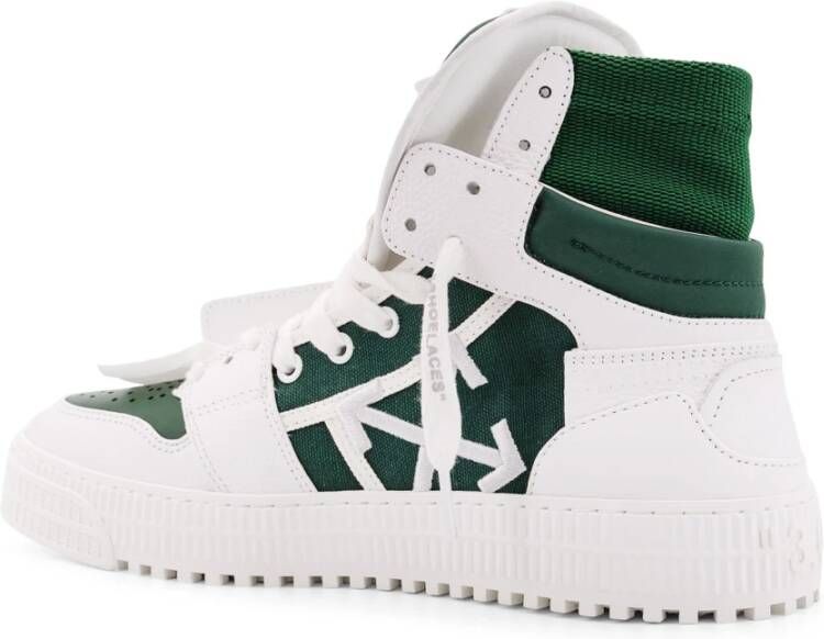 Off White Hoge leren sneakers met stoffen inzetstukken Green Heren