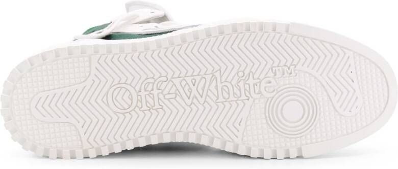 Off White Hoge leren sneakers met stoffen inzetstukken Green Heren