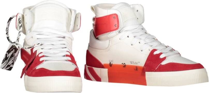 Off White Hoge vulkaniseerde sneakers met diagonale banden Red Heren