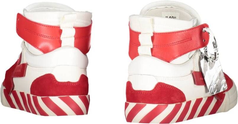 Off White Hoge vulkaniseerde sneakers met diagonale banden Red Heren