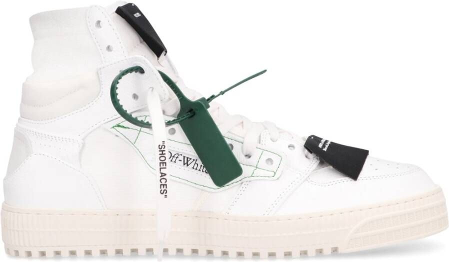 Off White Leren High-Top Sneakers White Heren