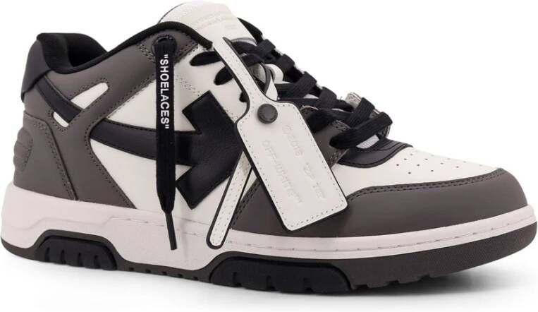 Off White Leren lage sneakers Gray Heren