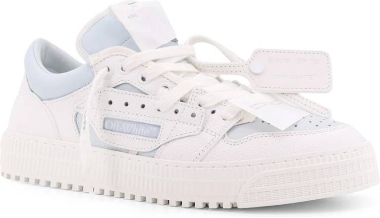 Off White Leren lage sneakers met stoffen inzetstukken White Heren