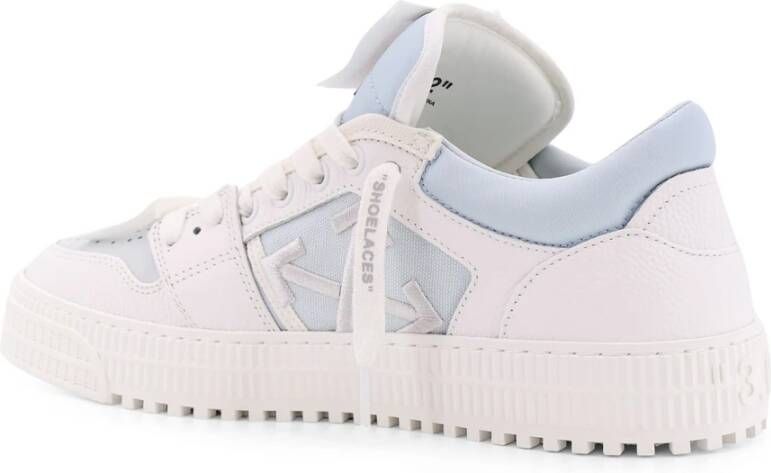 Off White Leren lage sneakers met stoffen inzetstukken White Heren