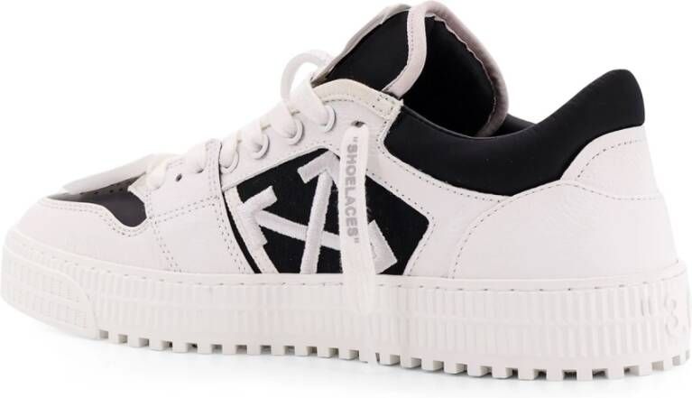 Off White Leren lage sneakers met stoffen inzetstukken White Heren