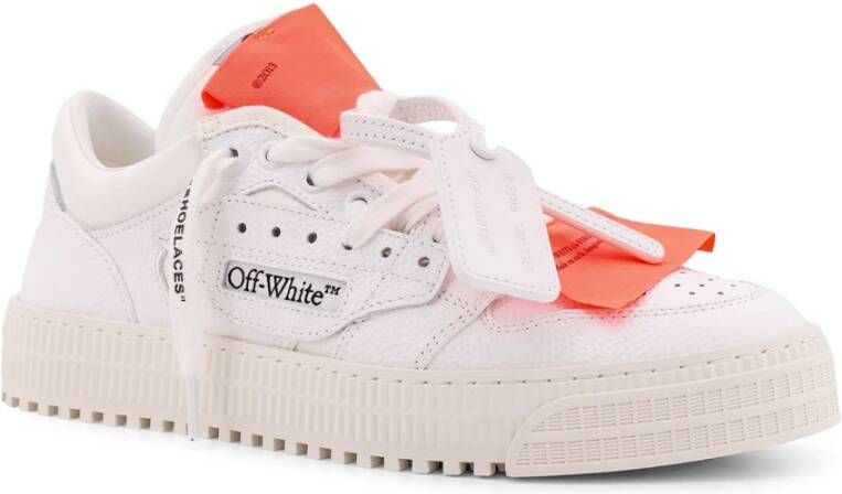 Off White Leren lage sneakers met stoffen inzetstukken White Heren