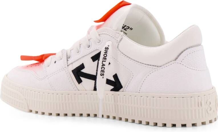 Off White Leren lage sneakers met stoffen inzetstukken White Heren