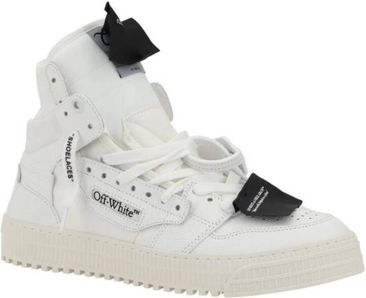 Off White Leren Sneakers met Pijllogo en Rits White Heren