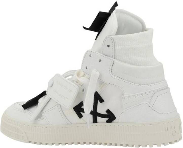 Off White Leren Sneakers met Pijllogo en Rits White Heren