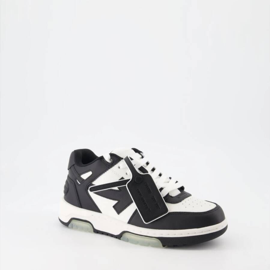 Off White Leren Veterschoenen Bicolor Sneakers Black Dames